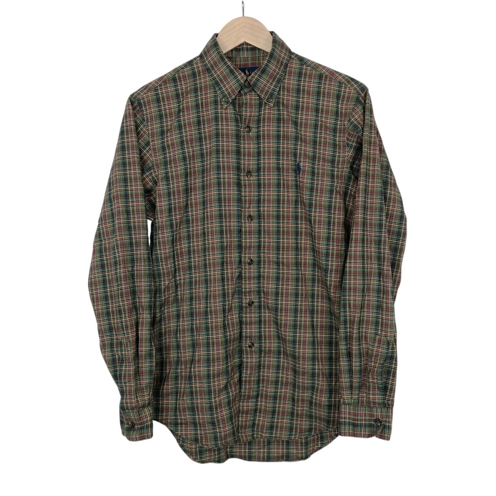Ralph Lauren Mens Small Multicolor Plaid Button Down Shirt Long Sleeve Pony Logo